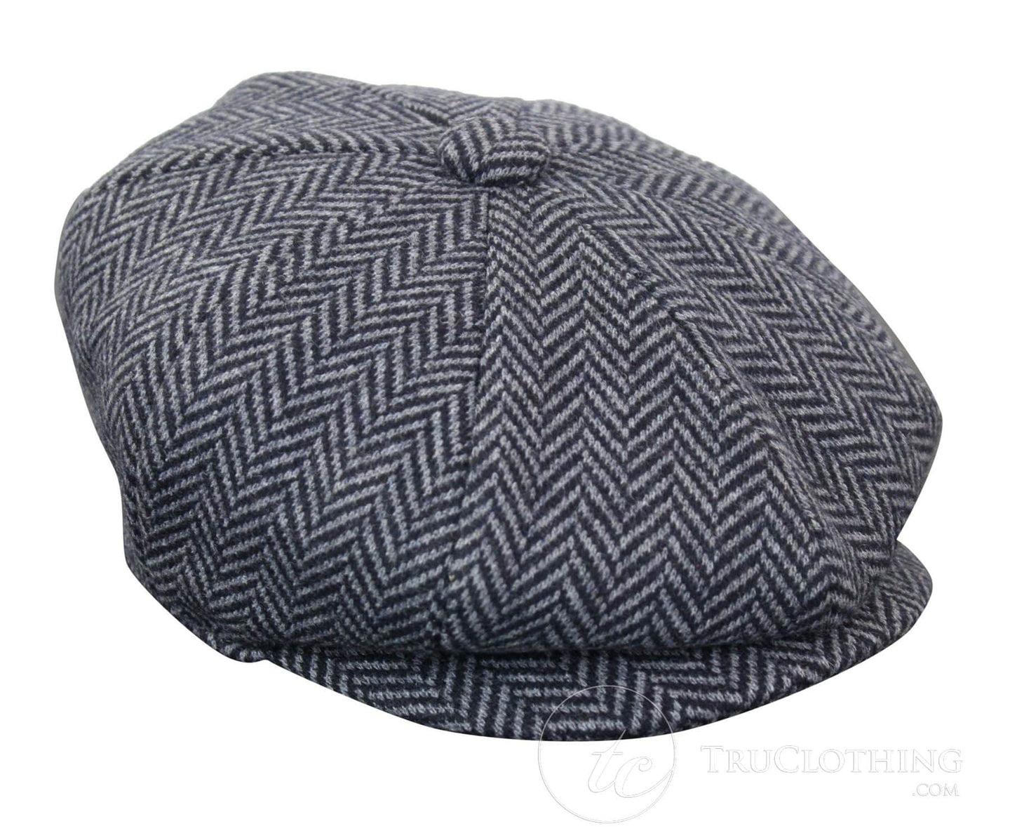 Boné infantil Peaky Blinders Newsboy em tweed espinha de peixe com 8 painéis