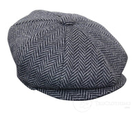 Boné infantil Peaky Blinders Newsboy em tweed espinha de peixe com 8 painéis