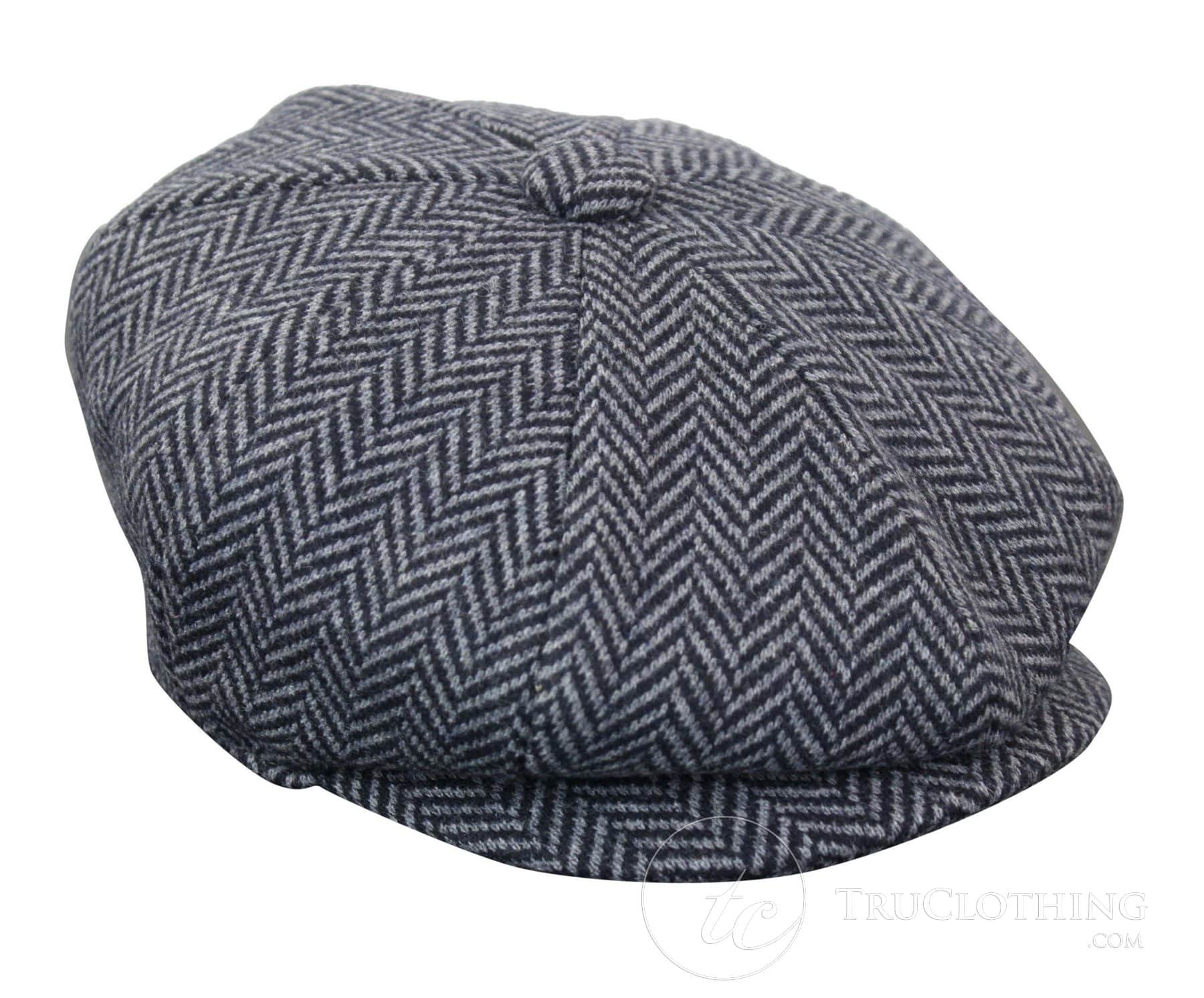 Boné infantil Peaky Blinders Newsboy em tweed espinha de peixe com 8 painéis