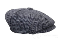 Boné infantil Peaky Blinders Newsboy em tweed espinha de peixe com 8 painéis