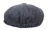 Boné infantil Peaky Blinders Newsboy em tweed espinha de peixe com 8 painéis