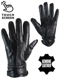 Luvas de inverno masculinas KK IMG 6059 em couro legítimo, com forro térmico, ideais para dirigir e compatíveis com tela sensível ao toque.