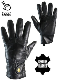 Luvas de inverno masculinas KK IMG 6060 em couro legítimo, com forro térmico, ideais para dirigir e compatíveis com tela sensível ao toque.