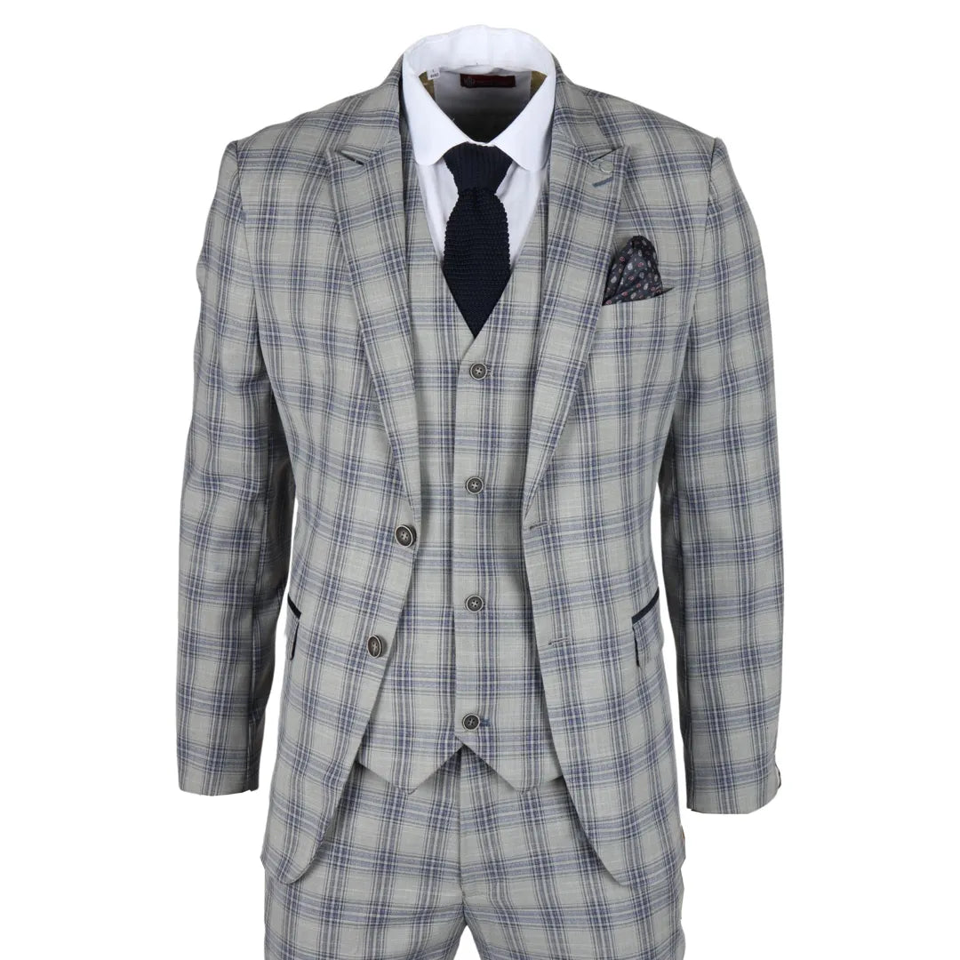 Knight - Blazer masculino xadrez cinza e azul
