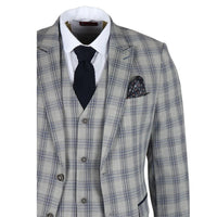 Knight - Blazer masculino xadrez cinza e azul