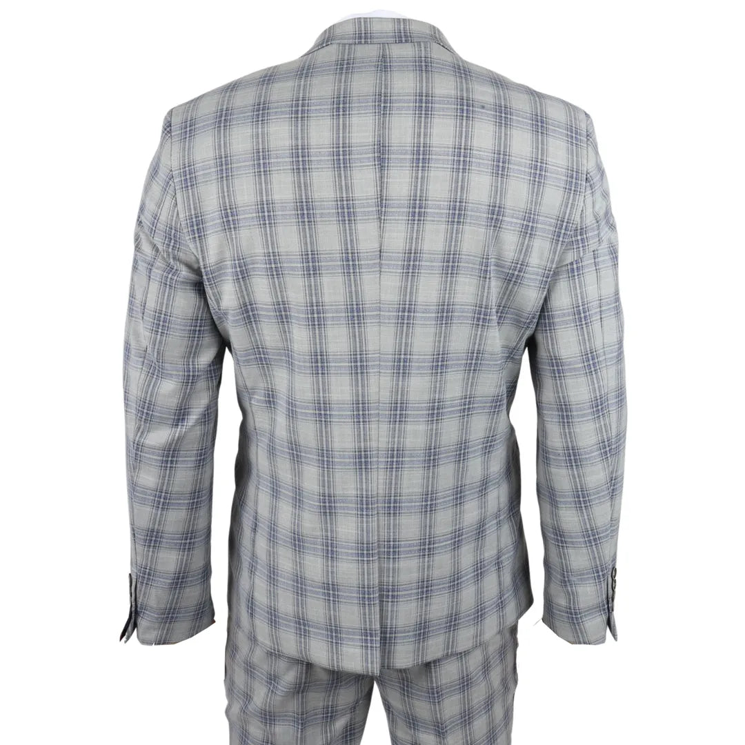 Knight - Blazer masculino xadrez cinza e azul