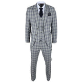 Terno masculino Knight de 3 peças xadrez cinza e azul