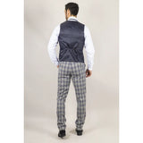 Terno masculino Knight de 3 peças xadrez cinza e azul
