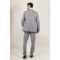 Terno masculino Knight de 3 peças xadrez cinza e azul
