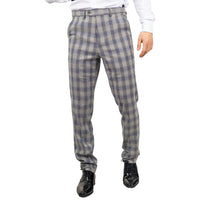 Calças xadrez cinza e azul Knight para homem