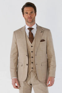 Kurt - Blazer masculino bege de corte ajustado