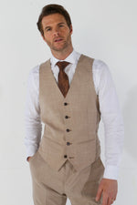 Kurt - Colete masculino bege de corte ajustado