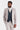 Terno bege Leo com colete de tweed azul-marinho Harris