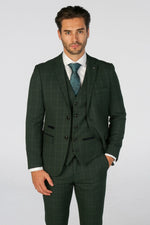 Leo - Blazer masculino verde xadrez com corte ajustado