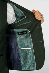 Leo - Blazer masculino verde xadrez com corte ajustado