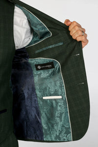Leo - Blazer masculino verde xadrez com corte ajustado