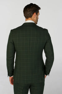 Leo - Blazer masculino verde xadrez com corte ajustado