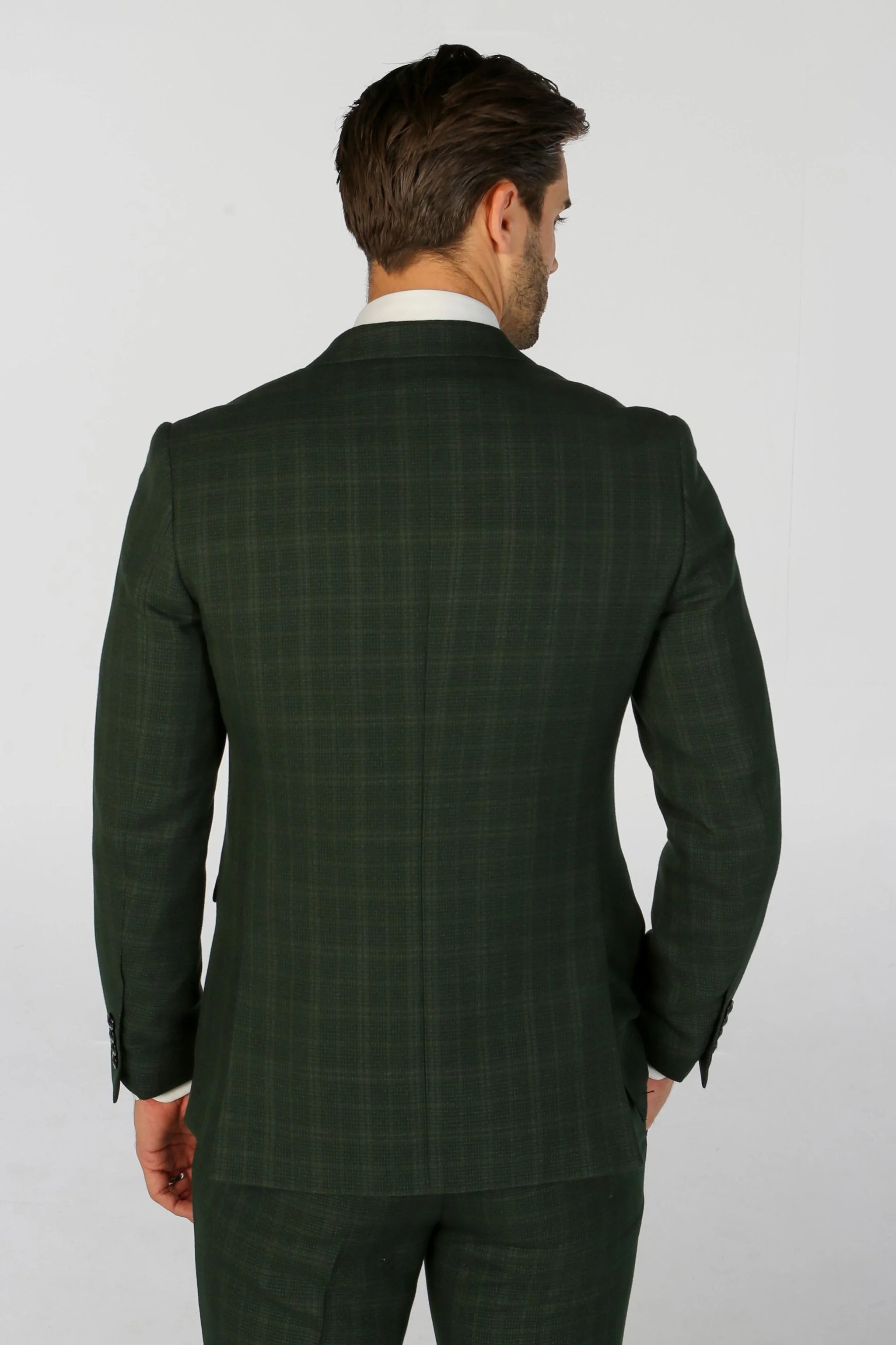 Leo - Blazer masculino verde xadrez com corte ajustado