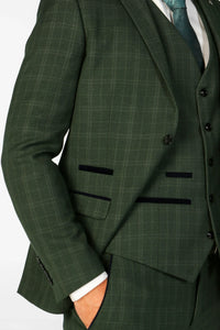 Leo - Blazer masculino verde xadrez com corte ajustado