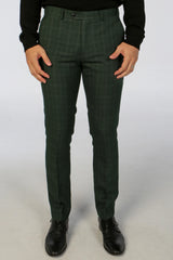 Leo - Calças xadrez verdes masculinas