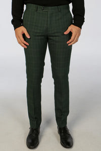 Leo - Calças xadrez verdes masculinas