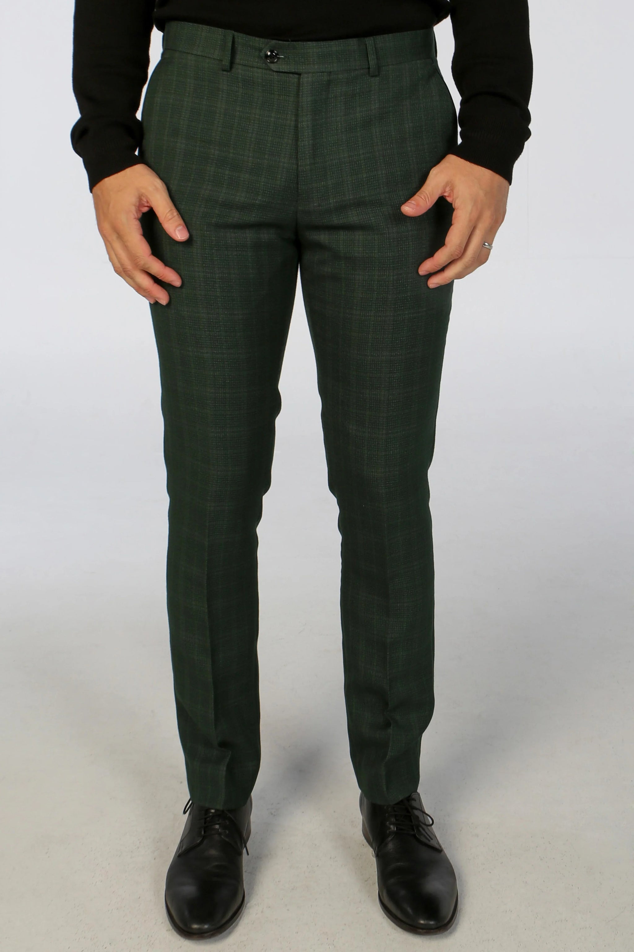 Leo - Calças xadrez verdes masculinas