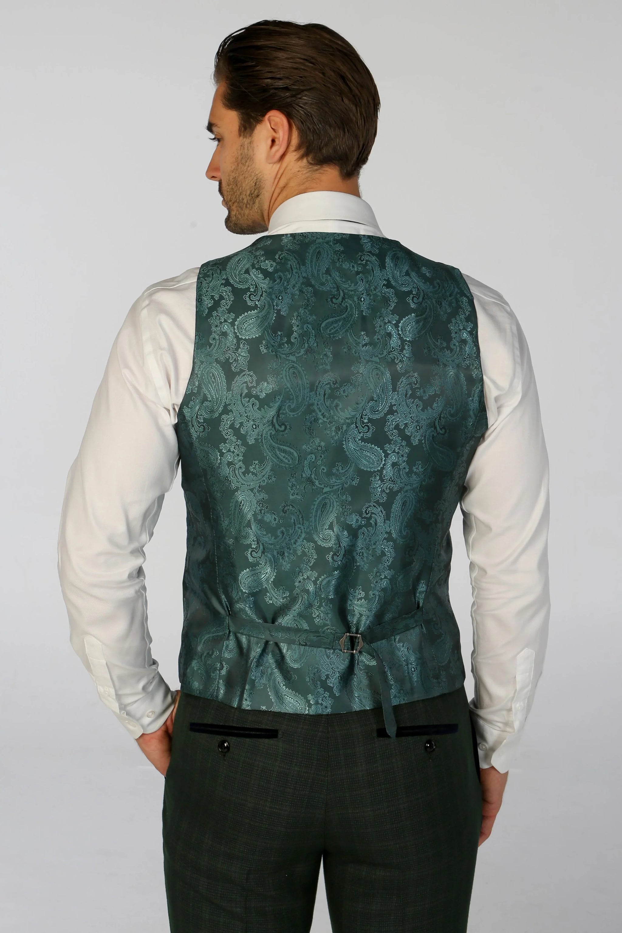 Leo - Colete masculino verde xadrez com corte ajustado