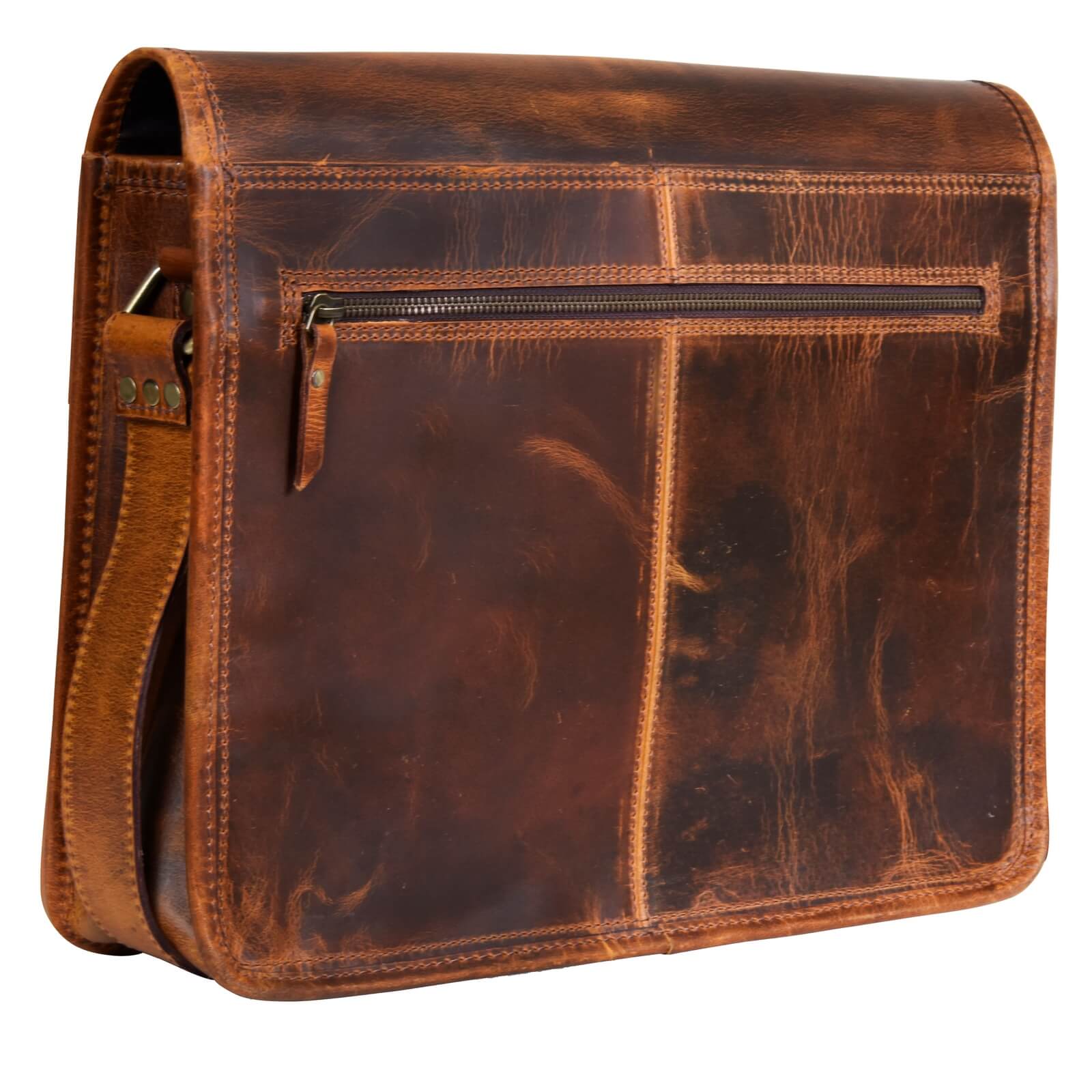 Bolsa mensageiro para laptop em couro legítimo - até 15" - cor bege
