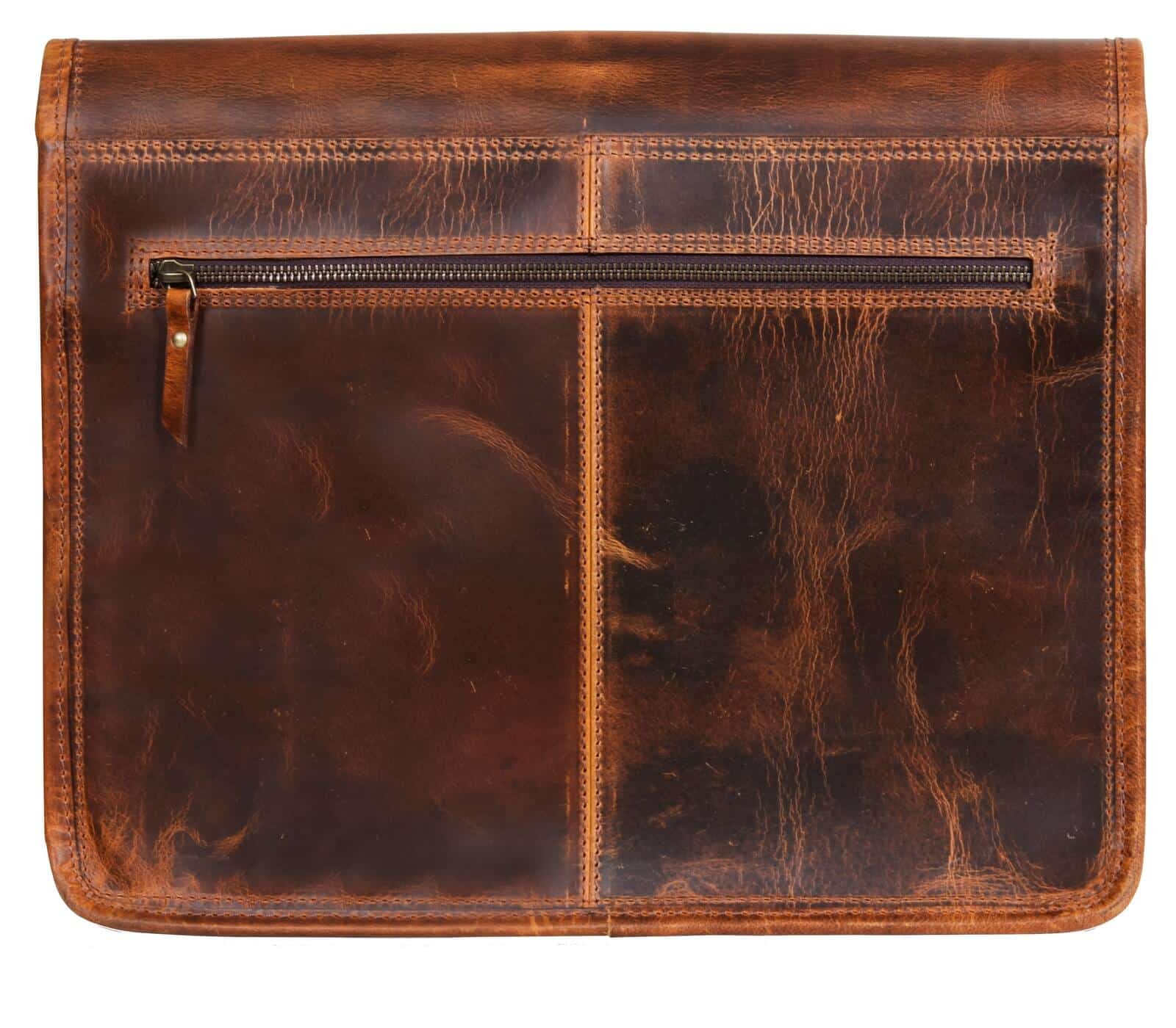 Bolsa mensageiro para laptop em couro legítimo - até 15" - cor bege