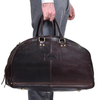 Mala de viagem masculina feita à mão em couro legítimo - Marrom