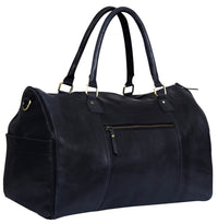 Mala de viagem vintage em couro genuíno - Preta