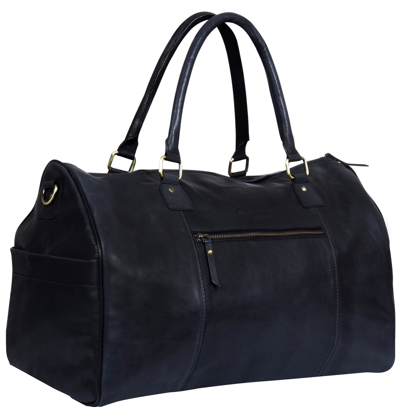 Mala de viagem vintage em couro genuíno - Preta