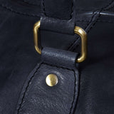 Mala de viagem vintage em couro genuíno - Preta