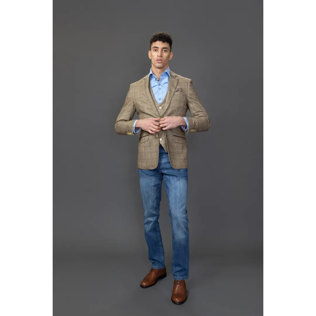 Liam - Blazer masculino xadrez marrom