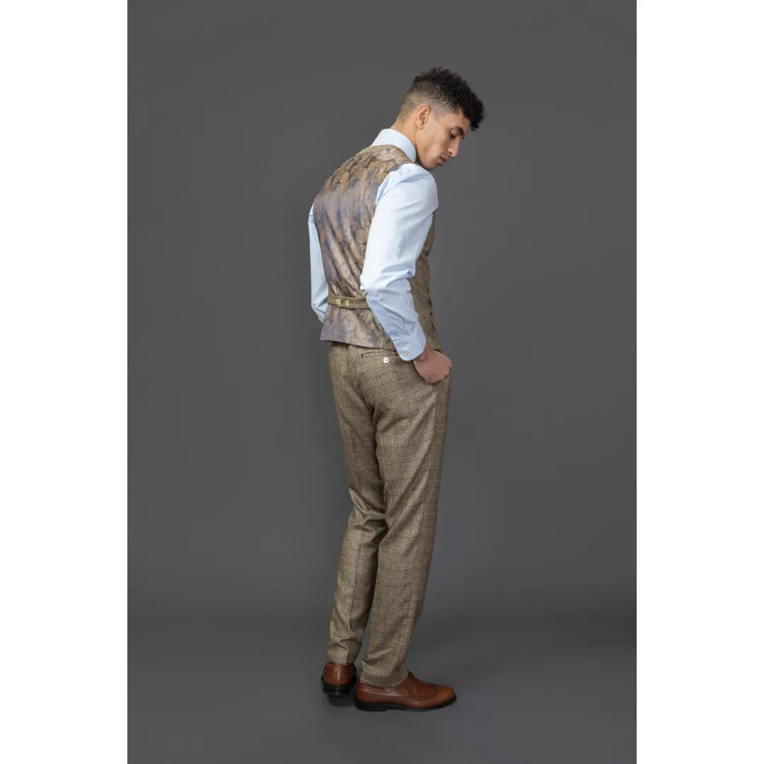 Liam - Colete masculino xadrez marrom