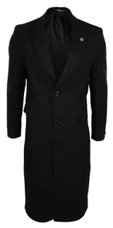 Compare as cores do sobretudo masculino comprido estilo Mac Jacket com toque de lã, preto, inspirado nos Blinders dos anos 1920.