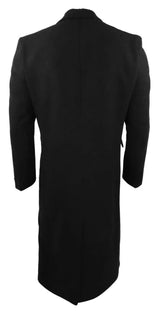 Compare as cores do sobretudo masculino comprido estilo Mac Jacket com toque de lã, preto, inspirado nos Blinders dos anos 1920.