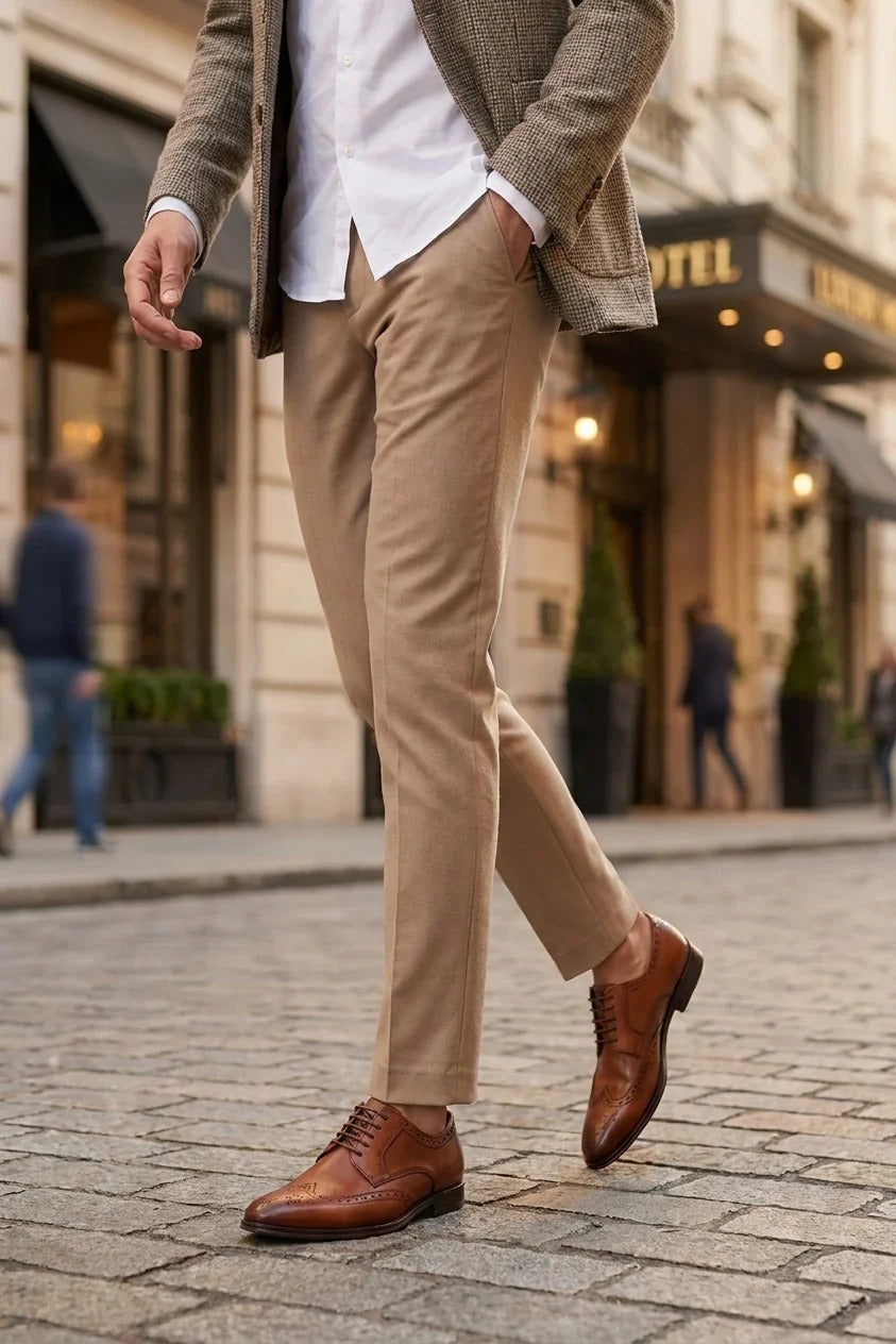 Lorenzo - Sapatos Oxford Masculinos em Couro Castanho Envelhecido