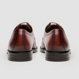 Lorenzo - Sapatos Oxford Masculinos em Couro Castanho Envelhecido