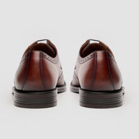 Lorenzo - Sapatos Oxford Masculinos em Couro Castanho Envelhecido