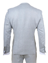 Luis - Terno masculino de 3 peças xadrez azul claro, corte slim,