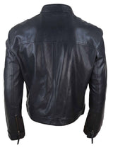 Jaqueta masculina clássica estilo motociclista em couro legítimo - Preta