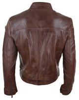Jaqueta masculina clássica de couro estilo motociclista da Lear Leather - Marrom