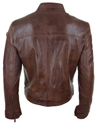 Jaqueta masculina clássica de couro estilo motociclista da Lear Leather - Marrom