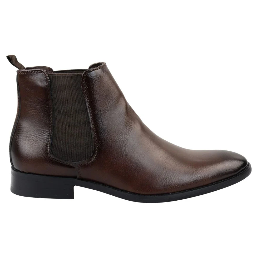 Botas Chelsea masculinas marrons de cano curto