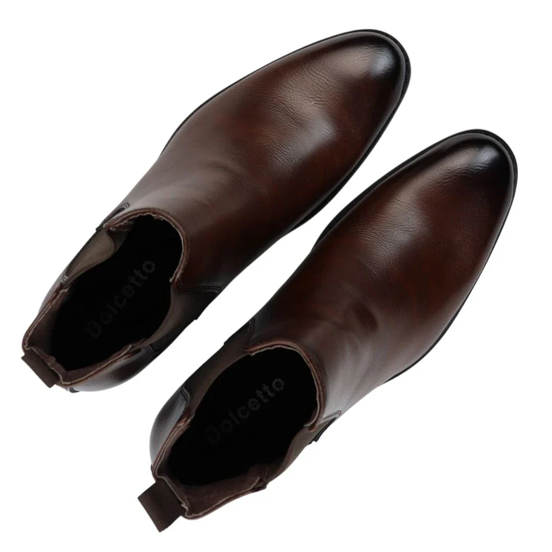Botas Chelsea masculinas marrons de cano curto