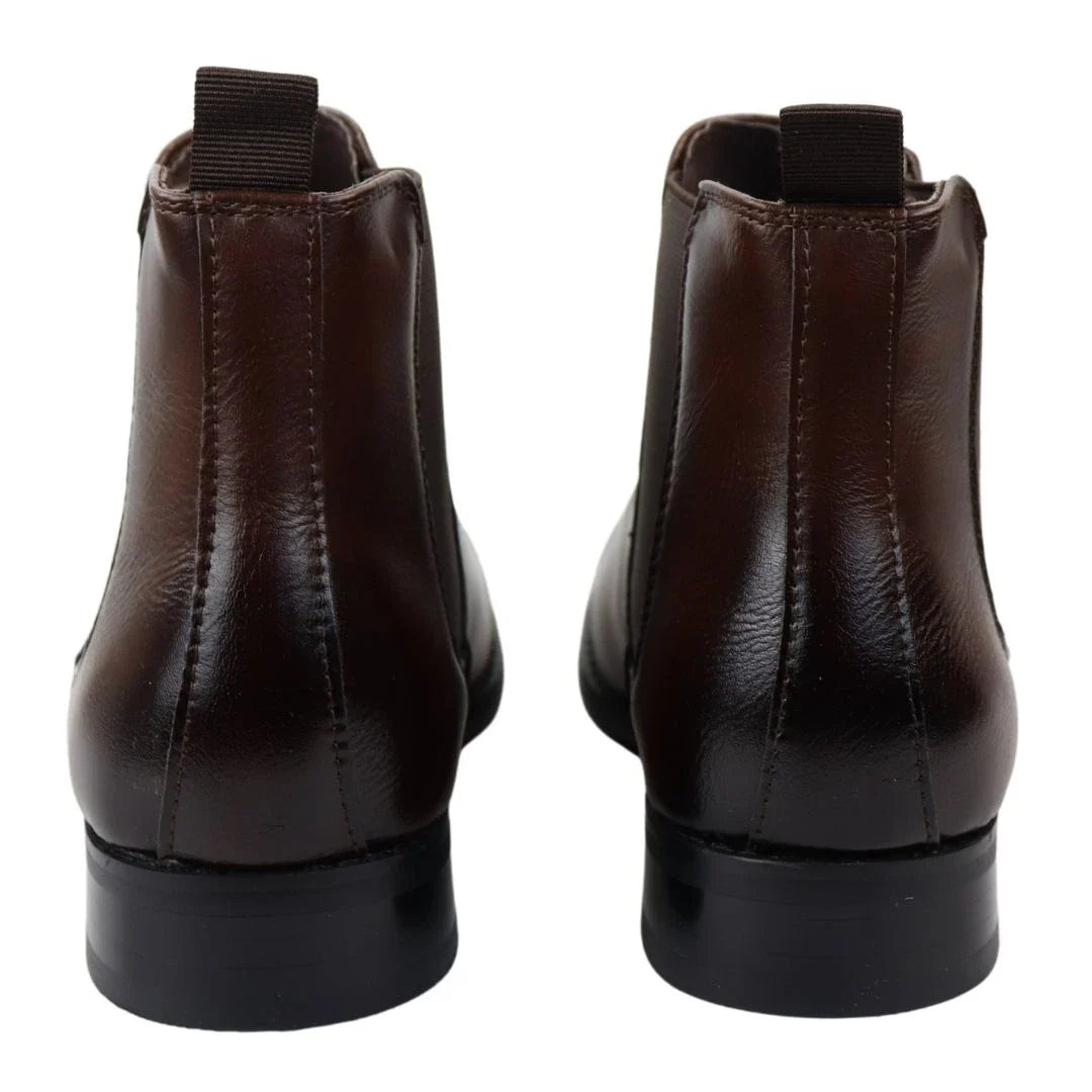 Botas Chelsea masculinas marrons de cano curto