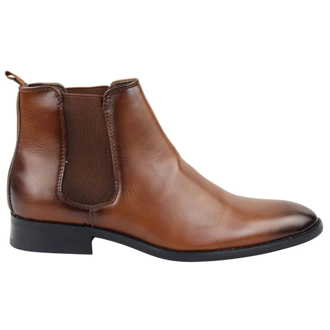 Botas Chelsea masculinas de cano curto na cor bege