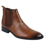 Botas Chelsea masculinas de cano curto na cor bege