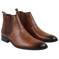 Botas Chelsea masculinas de cano curto na cor bege